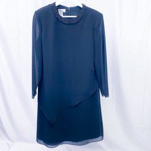 Vintage Patra Women's Dress Beaded NeckLine Asymmetrical Layered Gown USA